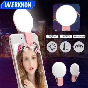 Bærbart LED Selfie Ring Lys med Klips til Mobil
